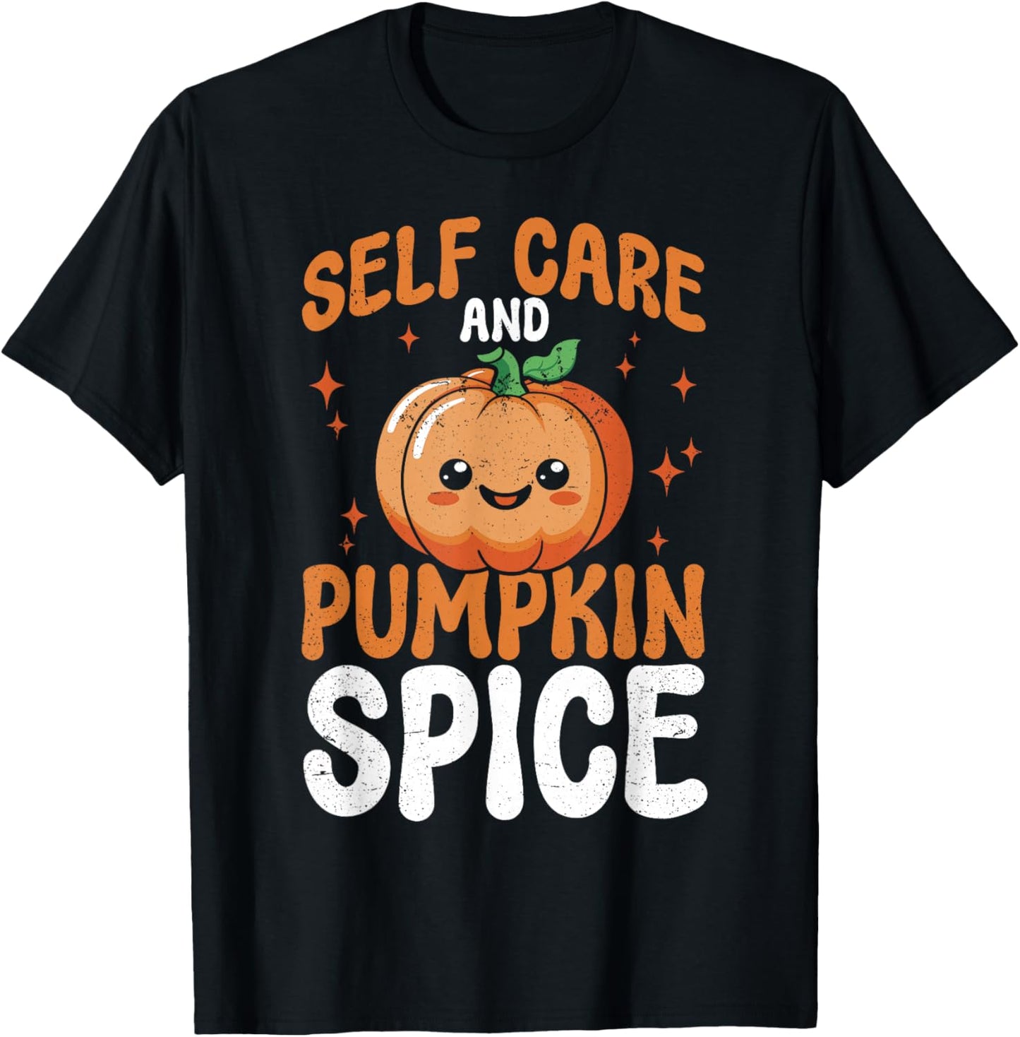 Mental Health Self Care And Pumpkin Spice Halloween T-Shirt - T-Shirt | Black