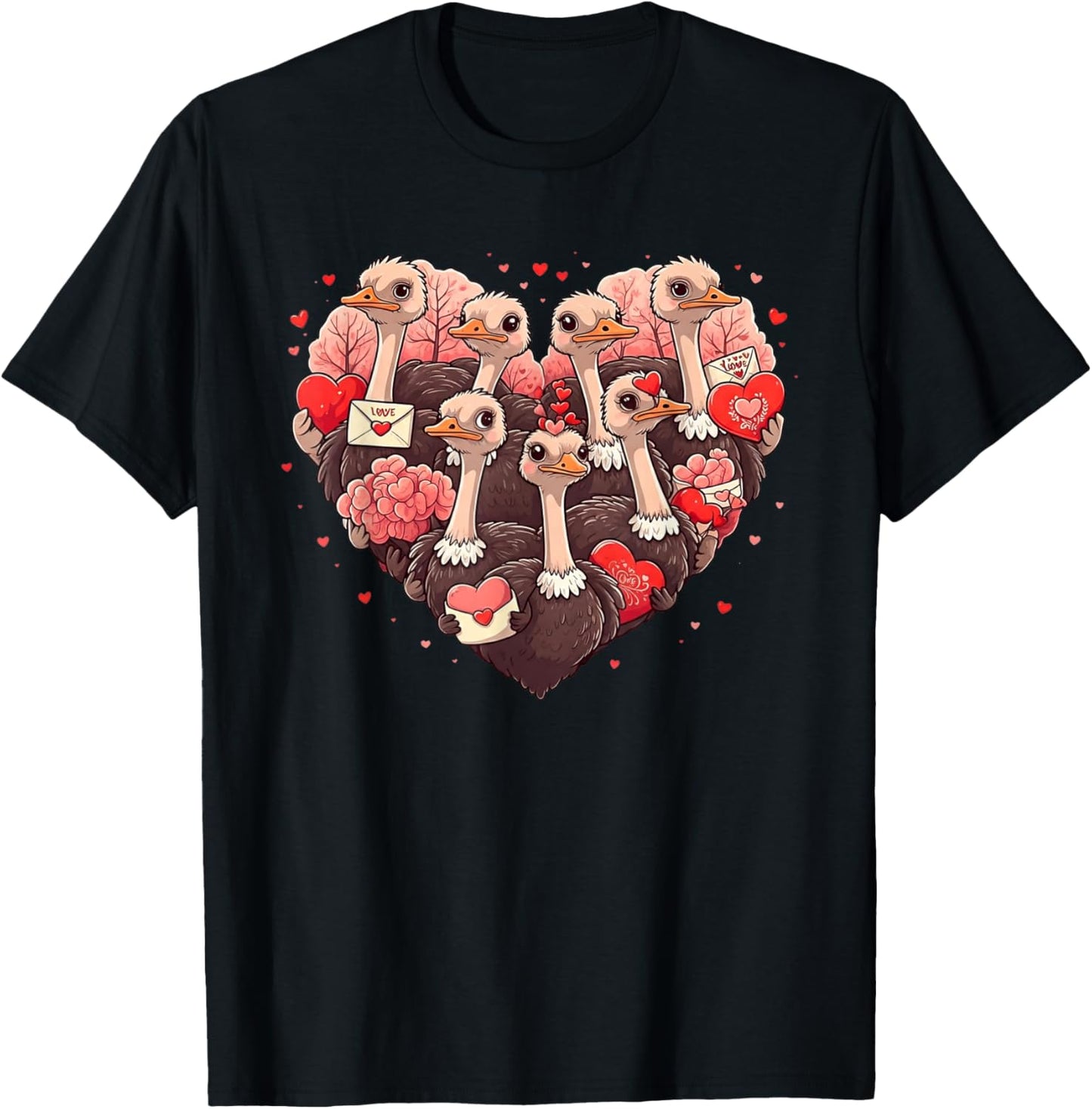 Funny Ostrich Heart Valentine Ostrich Kids T-Shirt - T-Shirt | Black