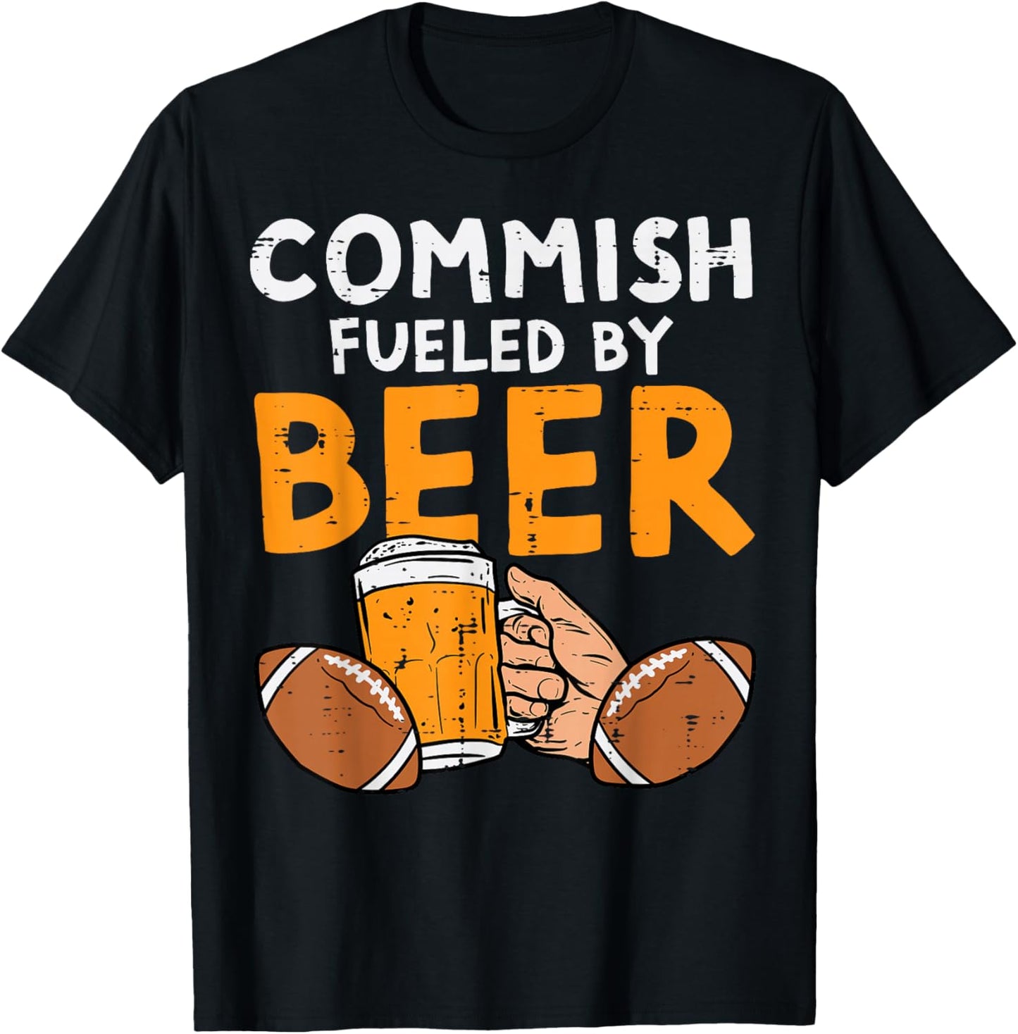 Commish Fueled By Fantasy Football Fun Commissioner Dad Men T-Shirt - T-Shirt | Black