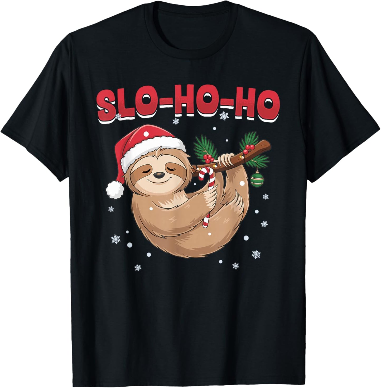 Sloth Christmas Animal Slo-Ho-Ho T-Shirt - T-Shirt | Black