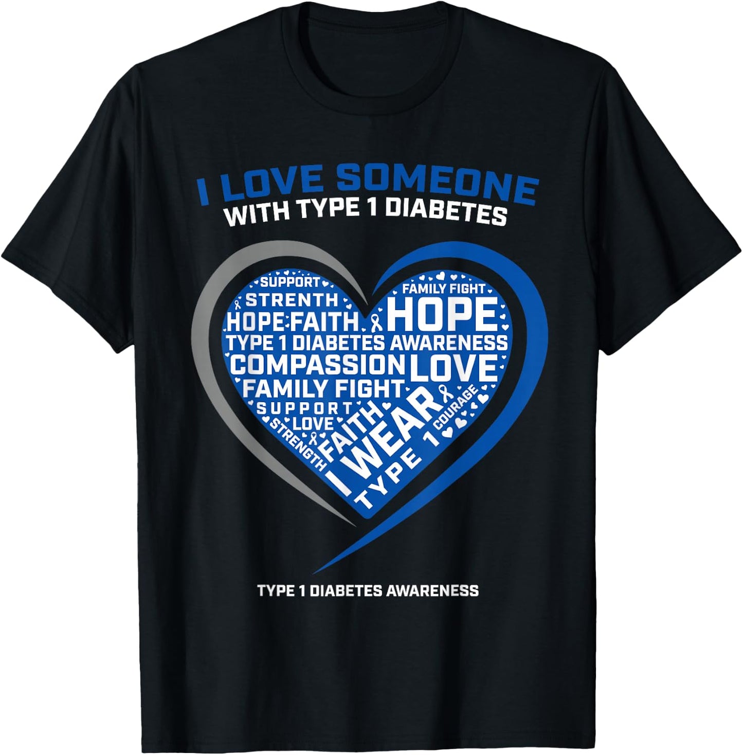 T1D Men Women Youth Kids Diabetic Type 1 Diabetes Awareness T-Shirt - T-Shirt | Black