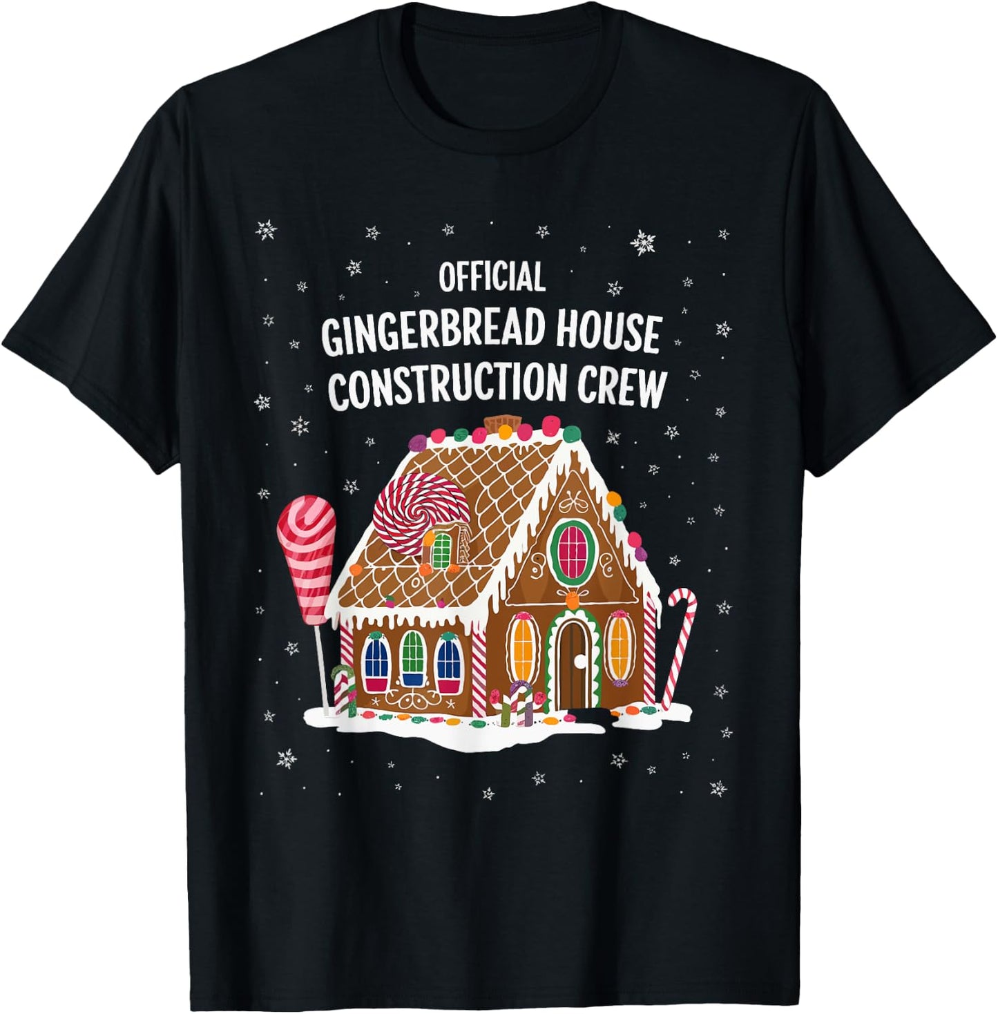 Gingerbread House Construction Crew Cookie Baking Christmas T-Shirt - T-Shirt | Black