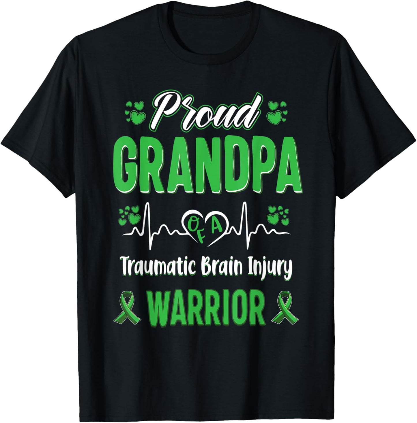proud Grandpa Traumatic Brain Injury warrior awareness T-Shirt - T-Shirt | Black