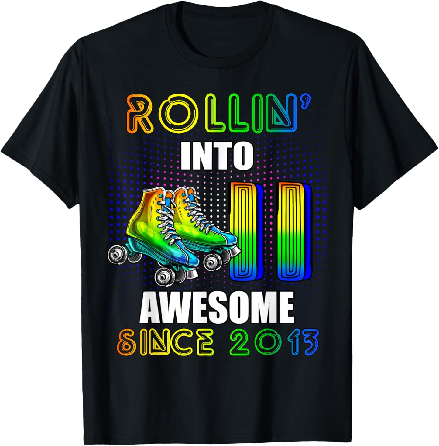 Roller Skating 11th Birthday Boys Rollin 11 Awesome 2013 T-Shirt - T-Shirt | Black