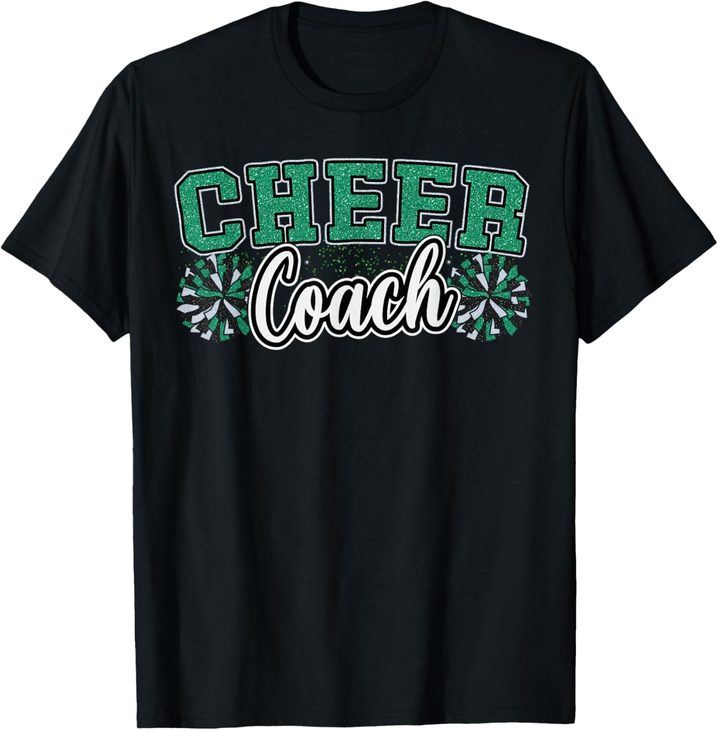 Loud Proud Cheer Coach Pom Poms Green Cheerleader Women T-Shirt - T-Shirt | Black