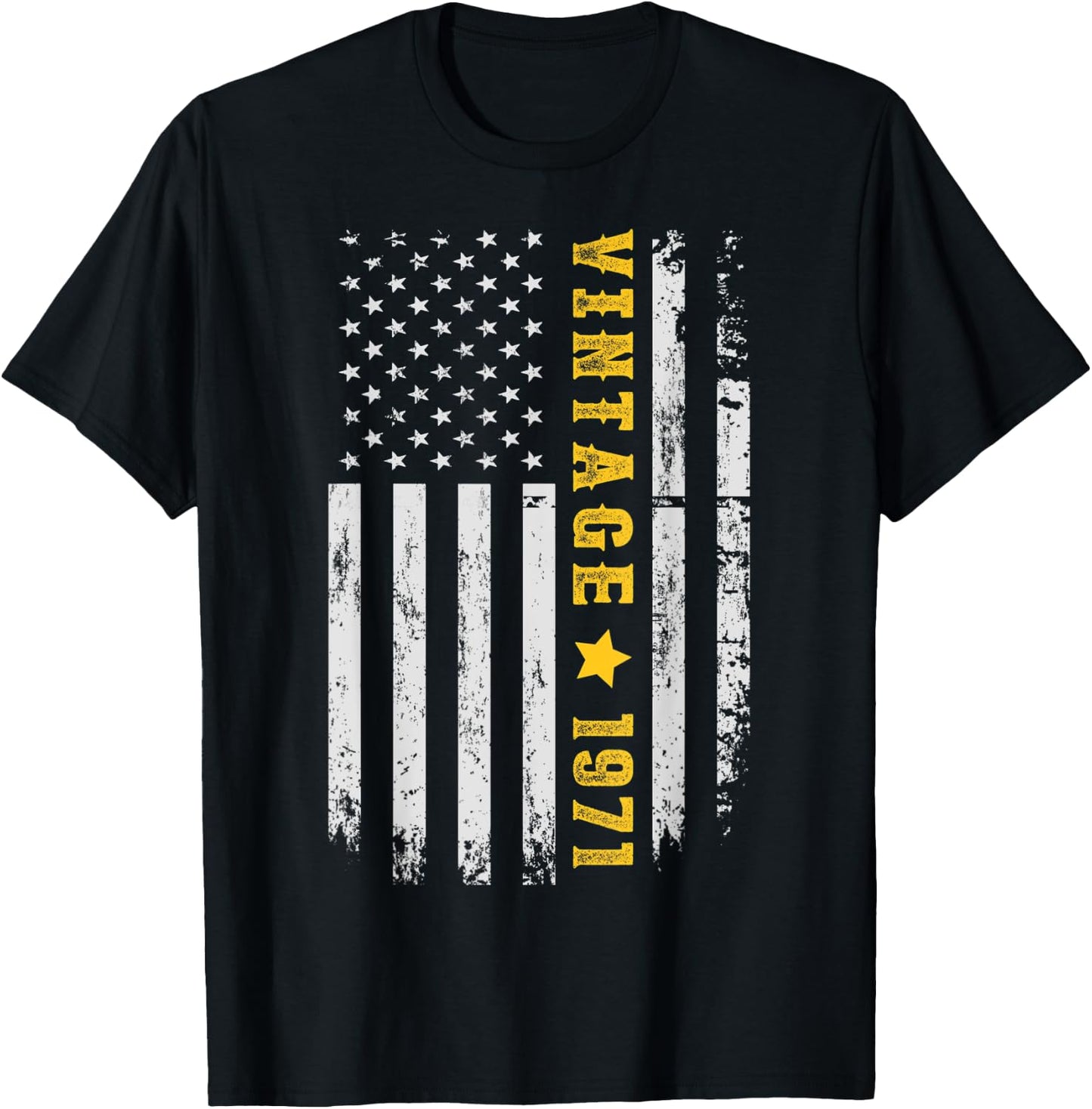 Vintage 1971 American Flag 50th Birthday Awesome Since 1971 T-Shirt - T-Shirt | Black