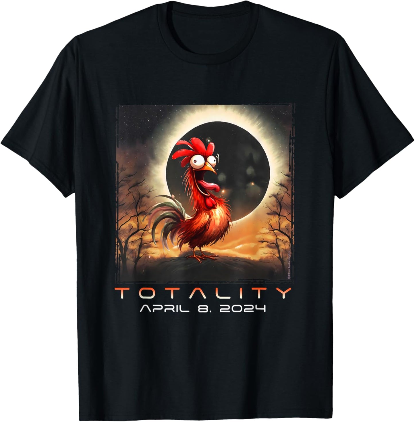 Funny Chicken Total Solar Eclipse T-Shirt - T-Shirt | Black