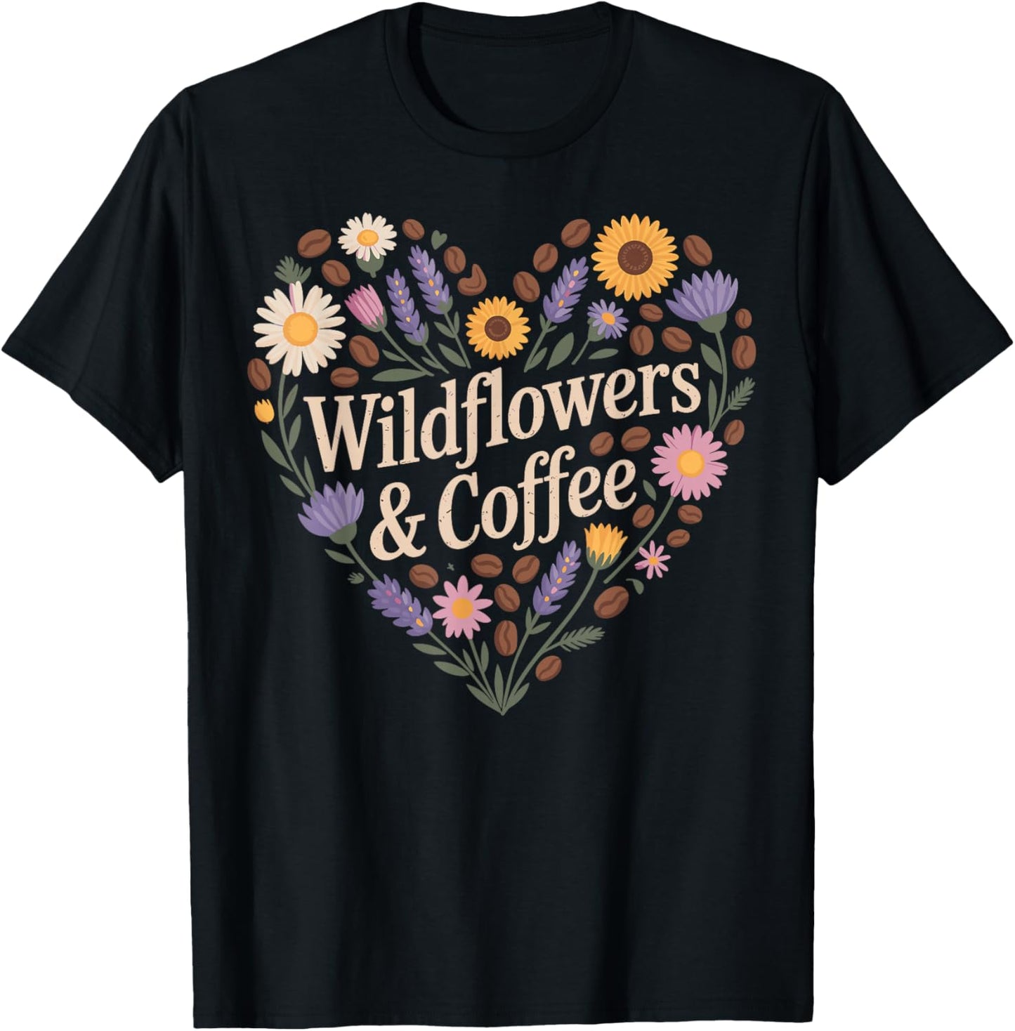 Wildflowers and Coffee Wildflower Floral T-Shirt - T-Shirt | Black