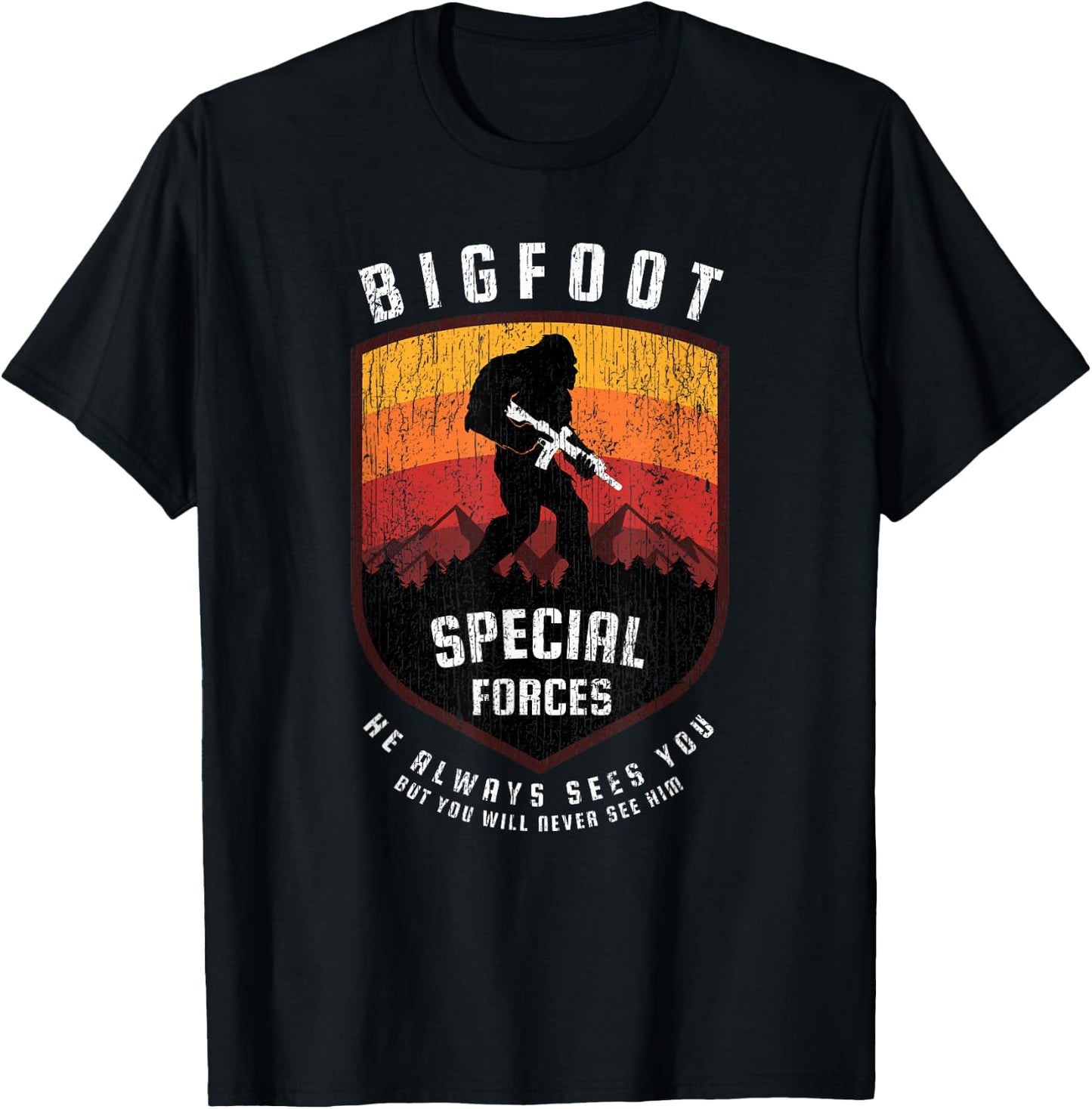 Funny Bigfoot Tactical Special Forces Gift Military T-Shirt - T-Shirt | Black