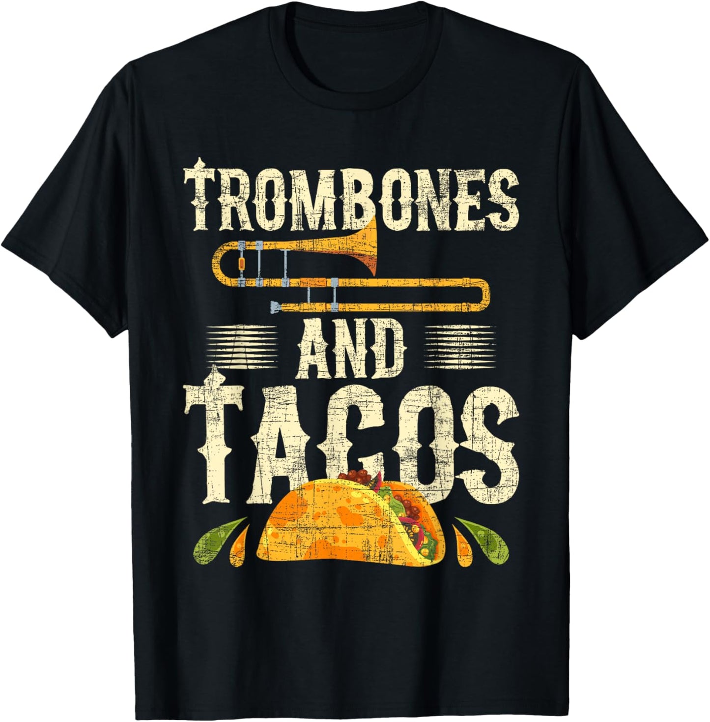 Trombones And Tacos - Trombone Player Trombonist T-Shirt - T-Shirt | Black