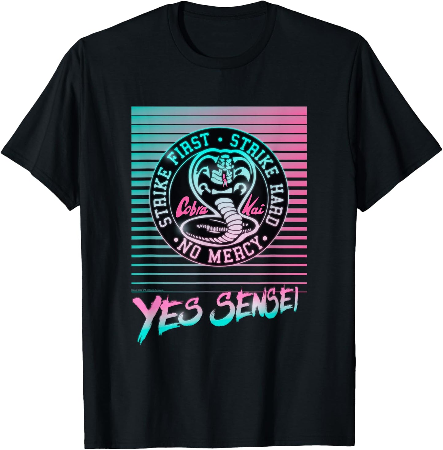 Cobra Kai Yes Sensei Retro Neon T-Shirt - T-Shirt | Black