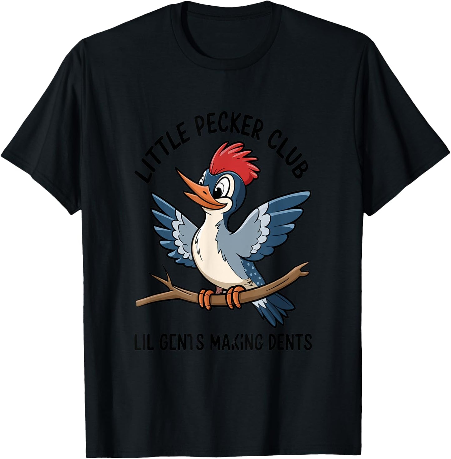 Cute Cartoon Woodpecker Club Nature Lovers T-Shirt - T-Shirt | Black