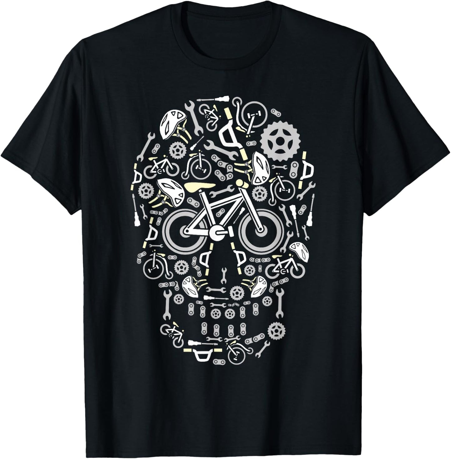 Funny Bicycling & Cycling Sugar Skull - Bicycle T-Shirt - T-Shirt | Black