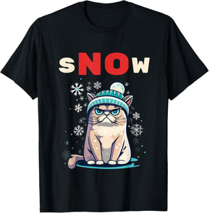 Snow Hater I Don't Do Winter Always Freezing Cat Hate Cold T-Shirt - T-Shirt | Black
