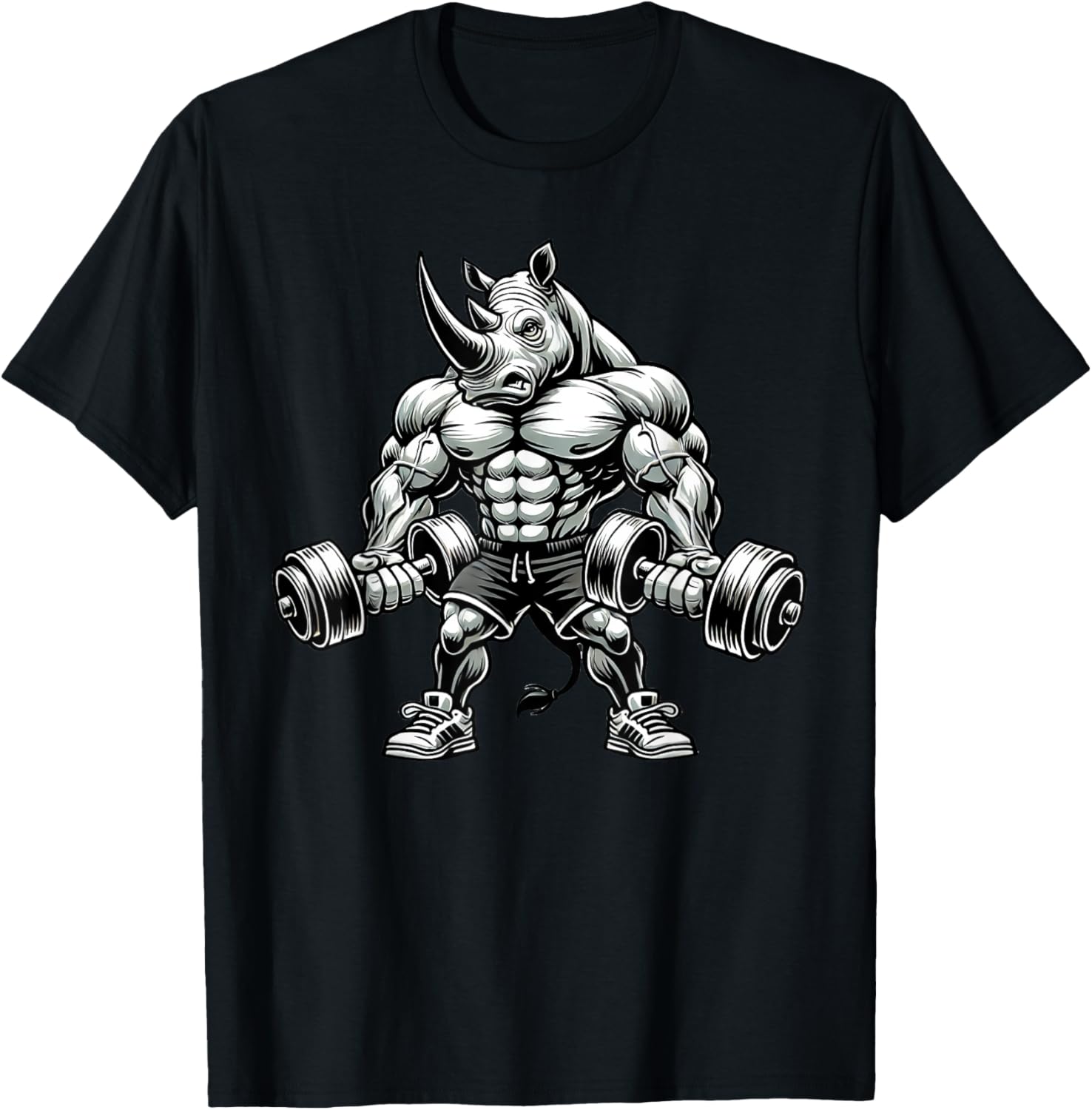 Rhino Powerlifting Weightlifting Gym Workout T-Shirt - T-Shirt | Black