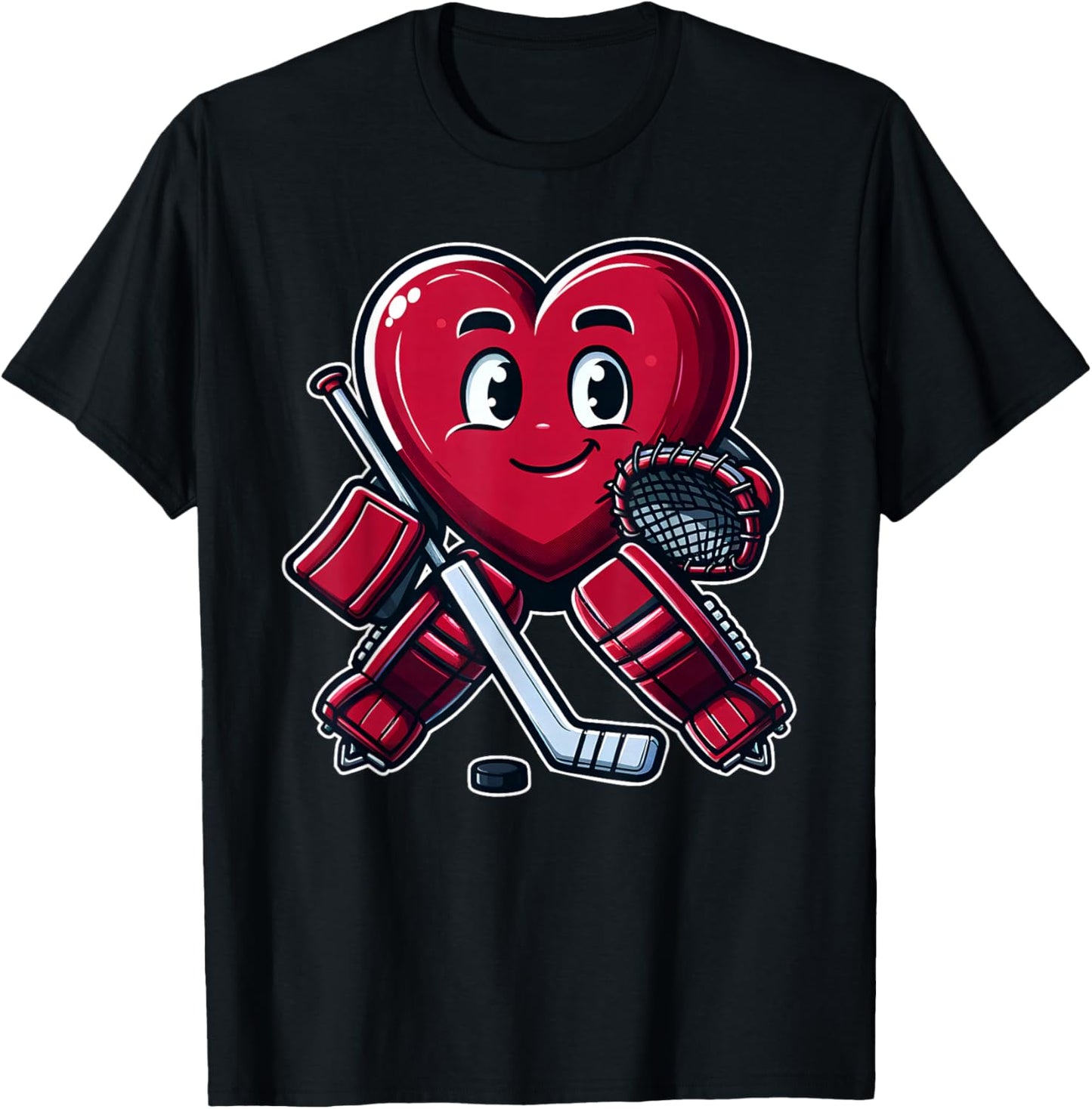 Valentine's Day Heart Ice Hockey Goalie T-Shirt - T-Shirt | Black