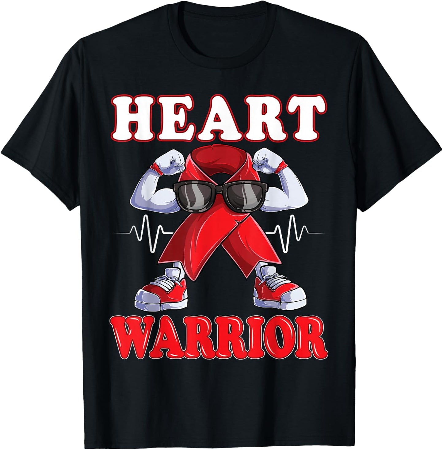 Heart Warrior CHD Awareness red ribbon T-Shirt - T-Shirt | Black