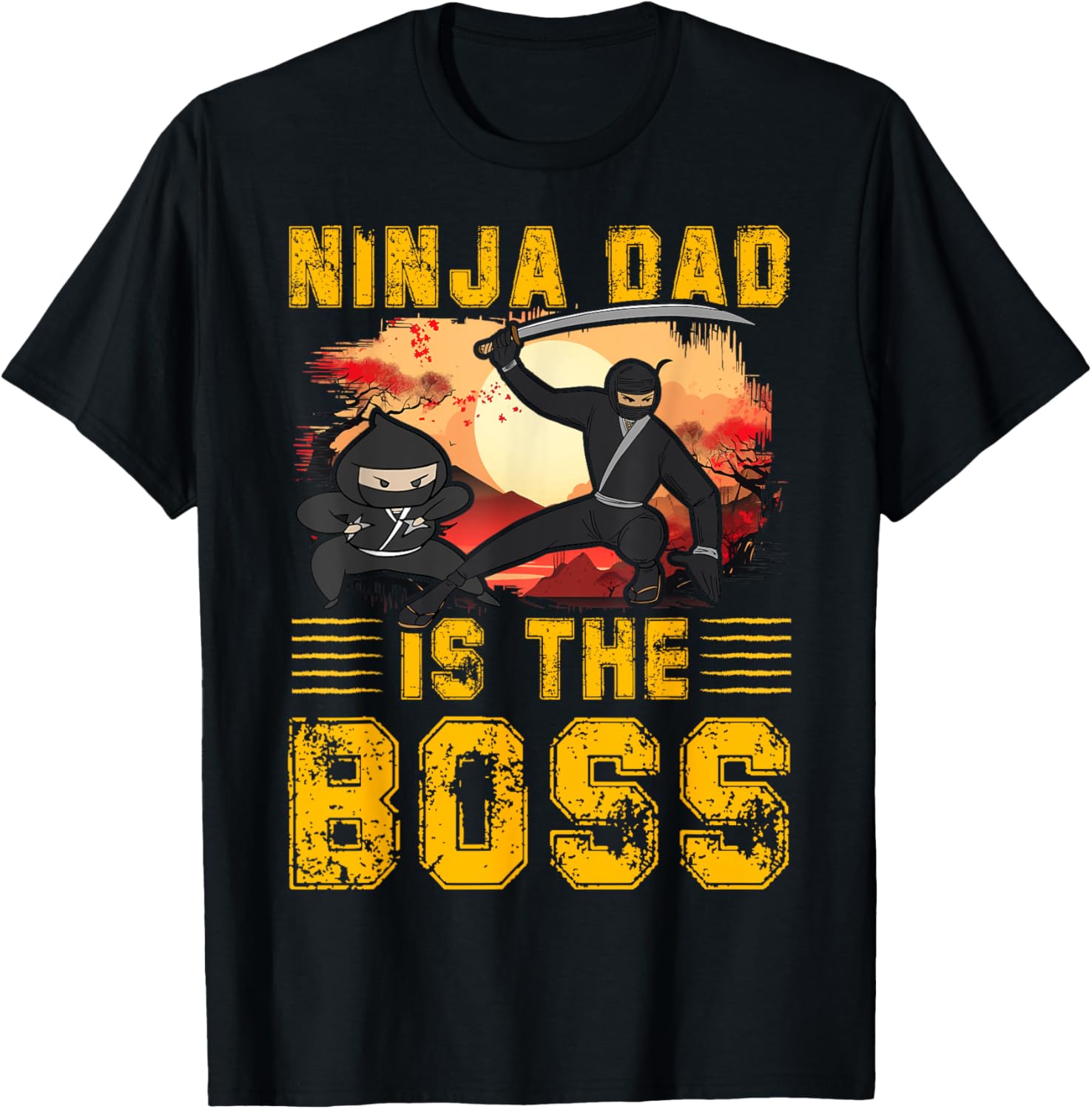 Ninja Dad is the Boss Father’s Day Love Papa Father Men T-Shirt - T-Shirt | Black