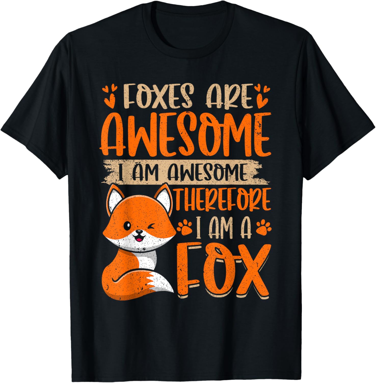 Foxes Are Awesome Lover Graphic Design Fox T-Shirt - T-Shirt | Black