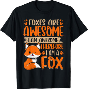 Foxes Are Awesome Lover Graphic Design Fox T-Shirt - T-Shirt | Black