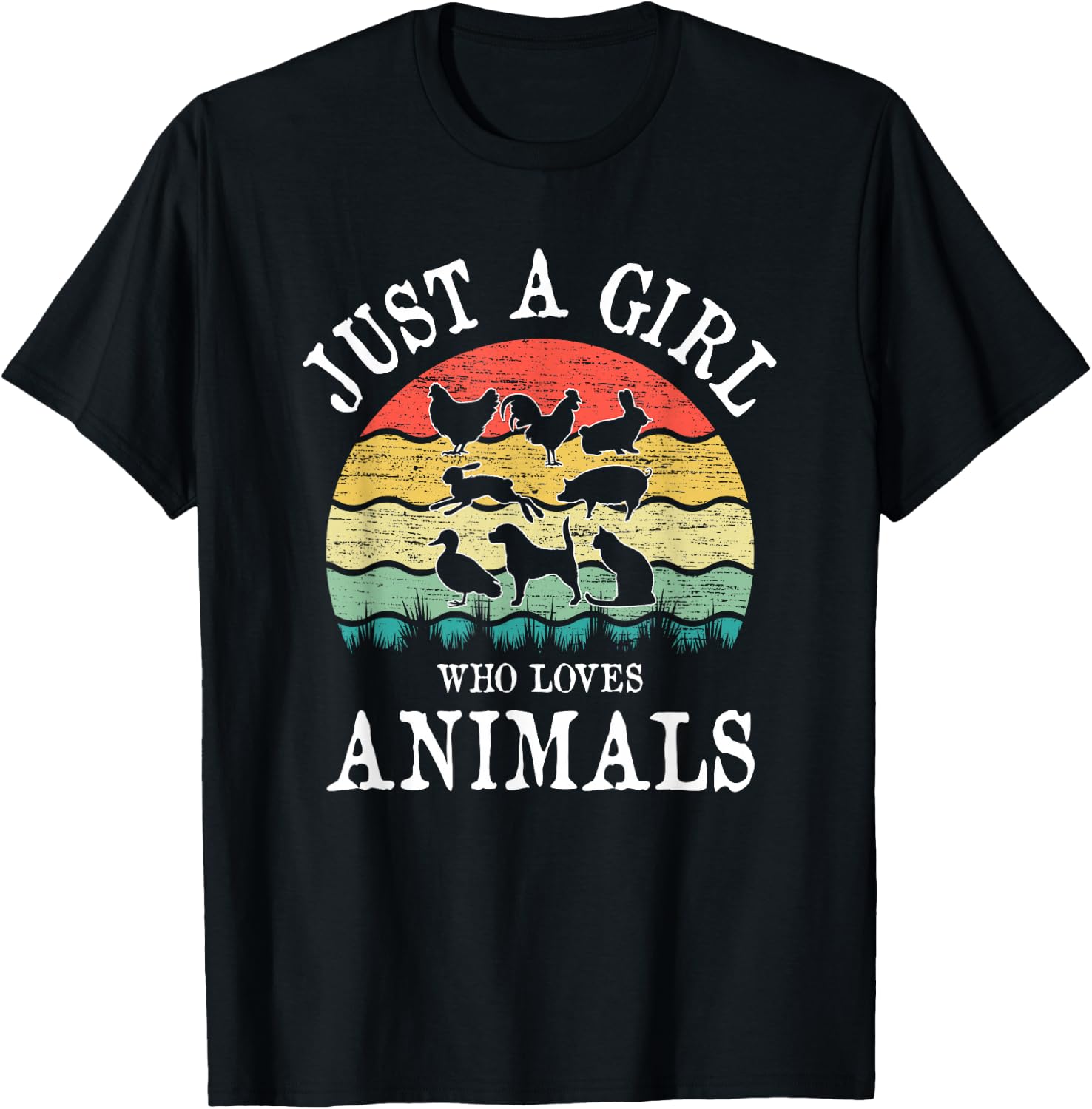 Just A Girl Who Loves Animals T-Shirt - T-Shirt | Black
