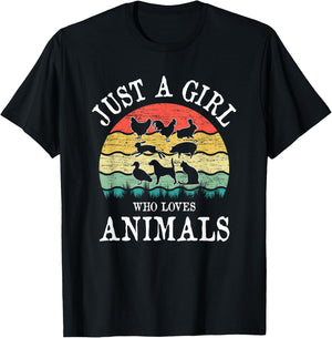 Just A Girl Who Loves Animals T-Shirt - T-Shirt | Black