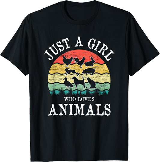 Just A Girl Who Loves Animals T-Shirt - T-Shirt | Black