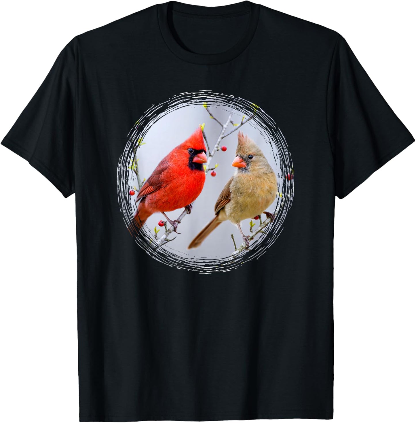 Red Cardinals Birds Birdwatching Bird Nerds Lovers Nature T-Shirt - T-Shirt | Black