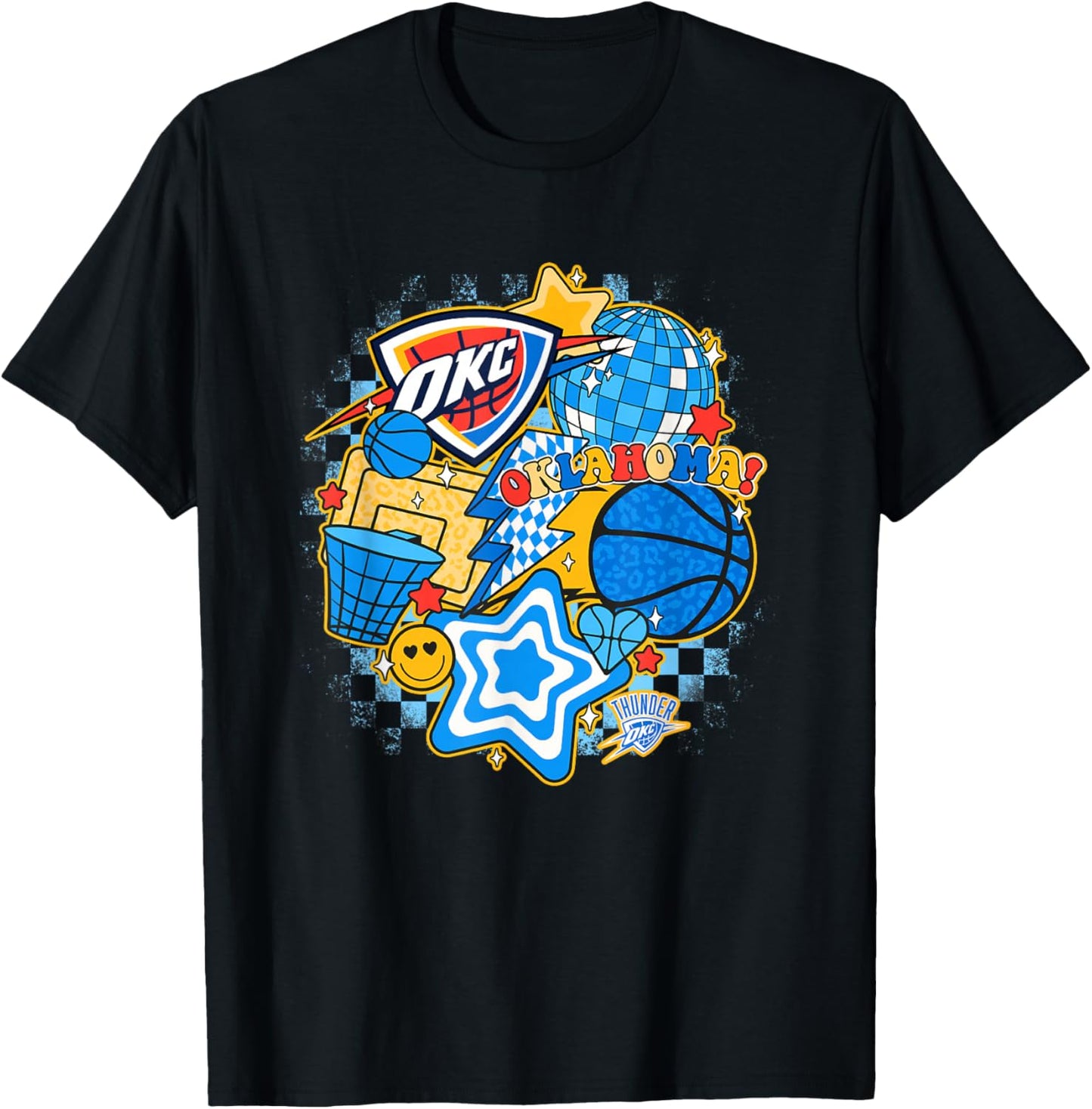 NBA Oklahoma City Thunder Psychedelic Basketball Collage T-Shirt - T-Shirt | Black