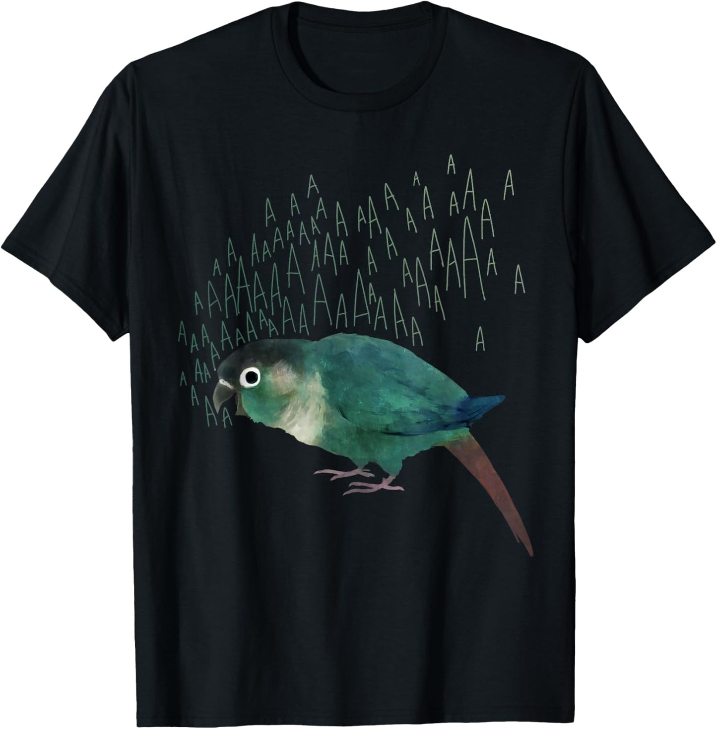 Screaming Turquoise Green Cheek Conure T-Shirt - T-Shirt | Black