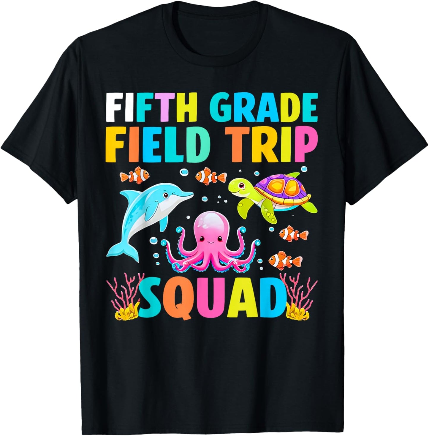 Fifth Grade Field Trip Squad Aquarium Matching Teacher Kid T-Shirt - T-Shirt | Black