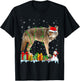 Funny Santa Hat Coyote Christmas Lights Animals Lover T-Shirt - T-Shirt | Black