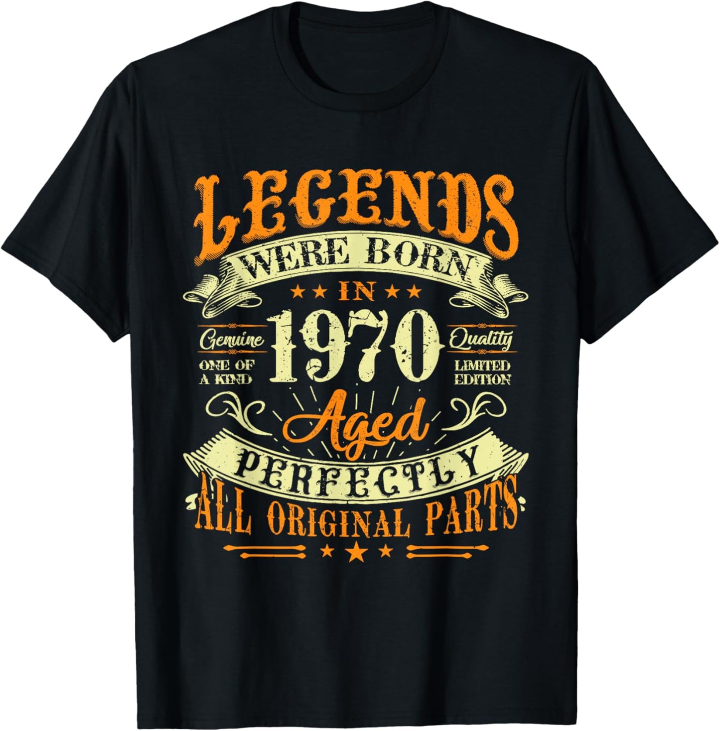 55th Birthday Vintage Legends Born In 1970 55 Years Old T-Shirt - T-Shirt | Black