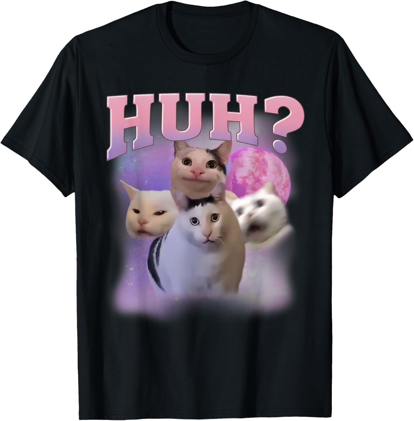 Funny Meme Huh Cat Shirt Cat Lovers Humor Women T-Shirt - T-Shirt | Black