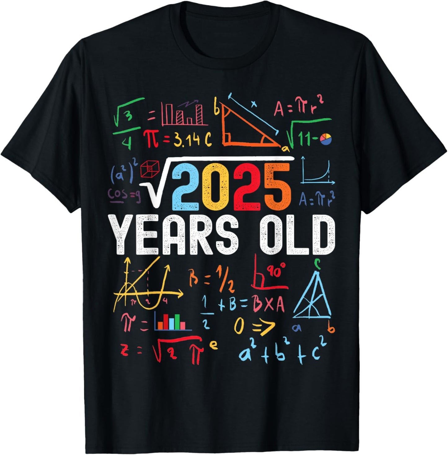 Square Root of 2025 45th Birthday 45 Years Old Birthday T-Shirt - T-Shirt | Black