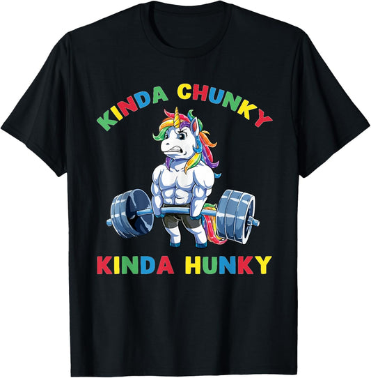 Kinda Chunky Kinda Hunky Weightlifting Bodybuilding Gym T-Shirt - T-Shirt | Black