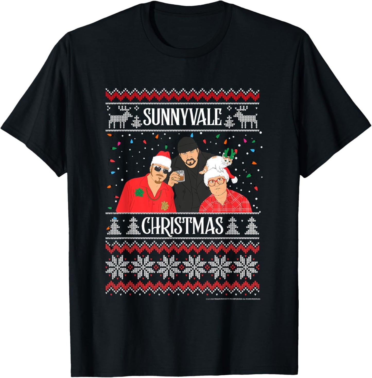 Trailer Park Boys Sunnyvale Christmas Ugly Sweater T-Shirt - T-Shirt | Black