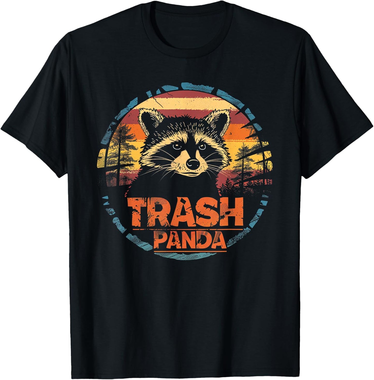 Raccoon Trash Panda - Retro 70s 80s Graphic Vintage Funny T-Shirt - T-Shirt | Black