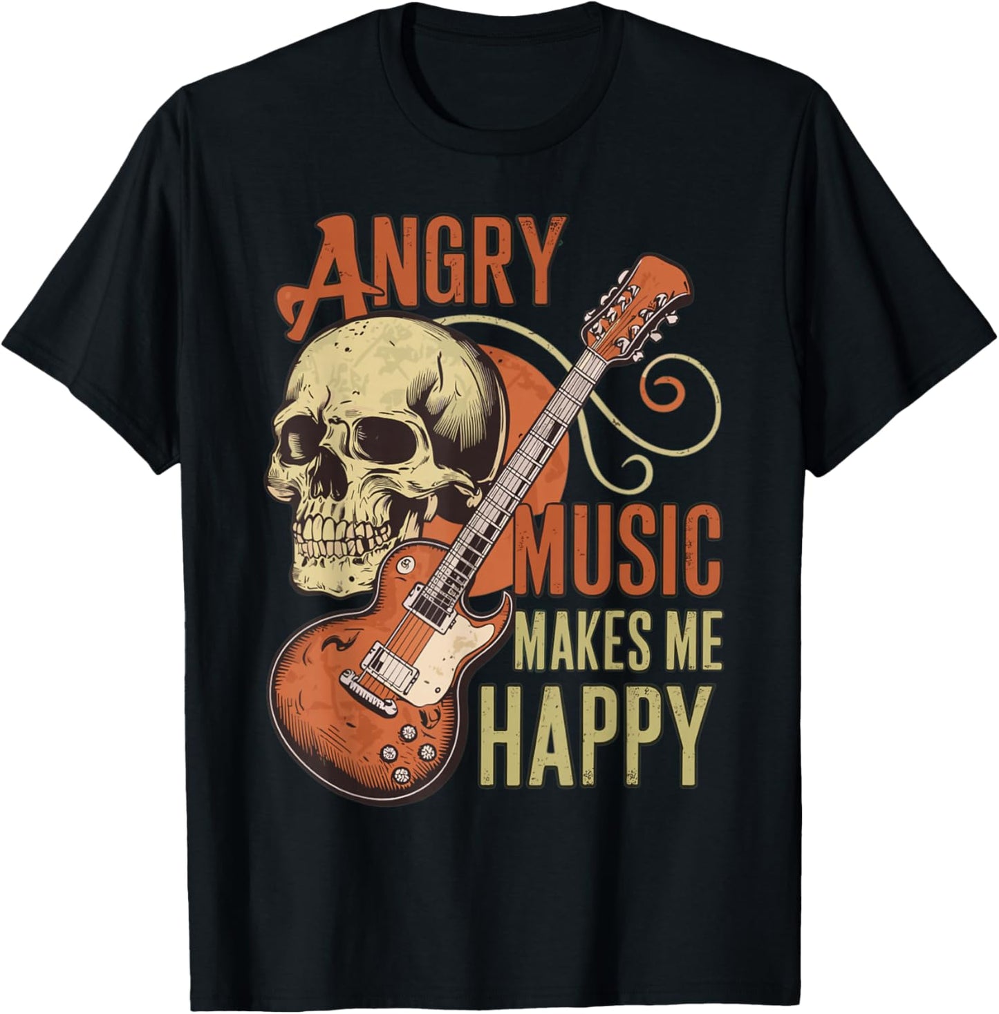 Angry Music Makes Me Happy Metalhead T-Shirt - T-Shirt | Black