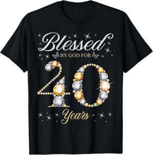 Blessed By God For 40 Years Old 40th Birthday Party T-Shirt - T-Shirt | Black