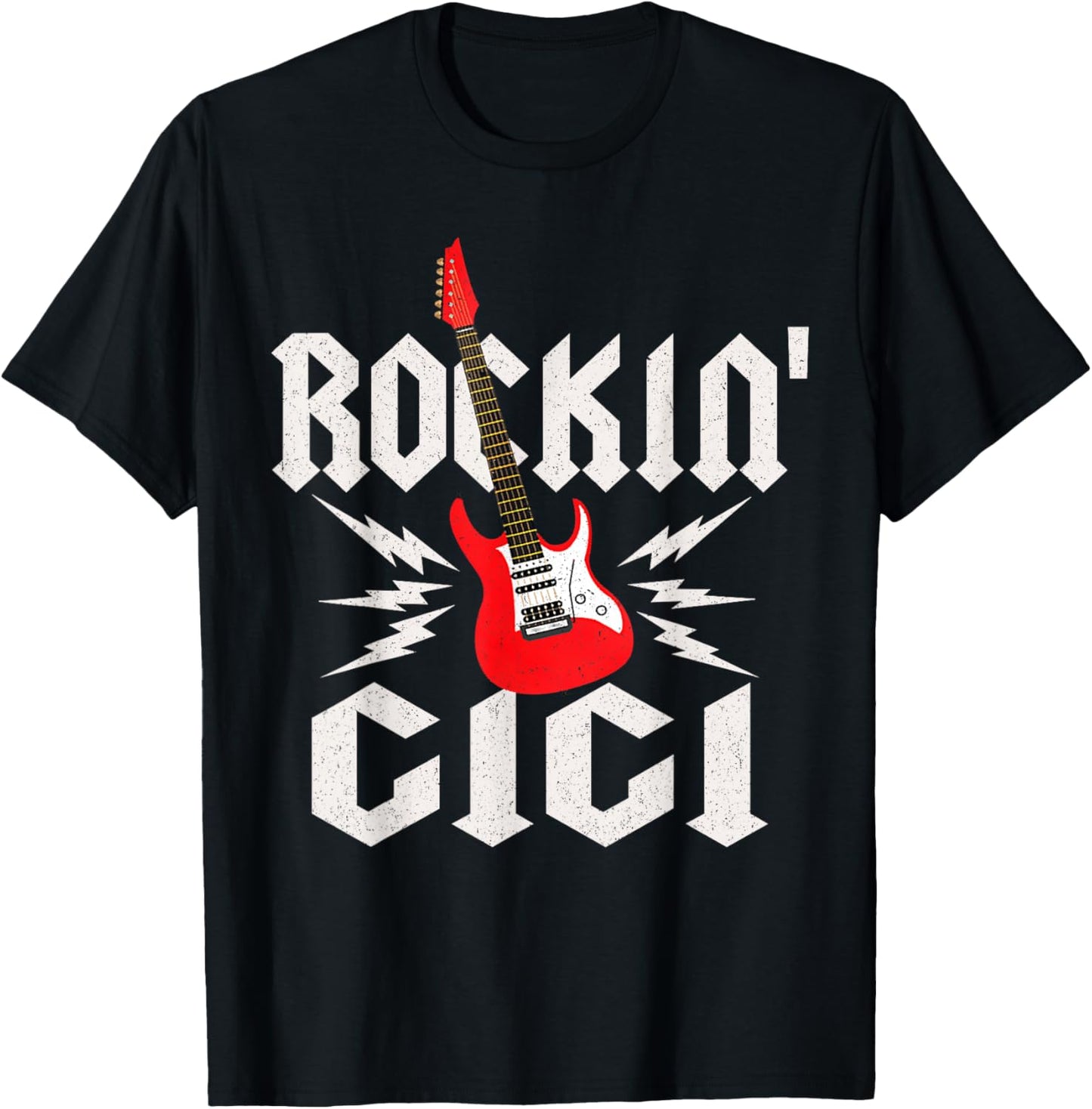 Gigi Rockin One Birthday Family Matching Rock Guitar T-Shirt - T-Shirt | Black