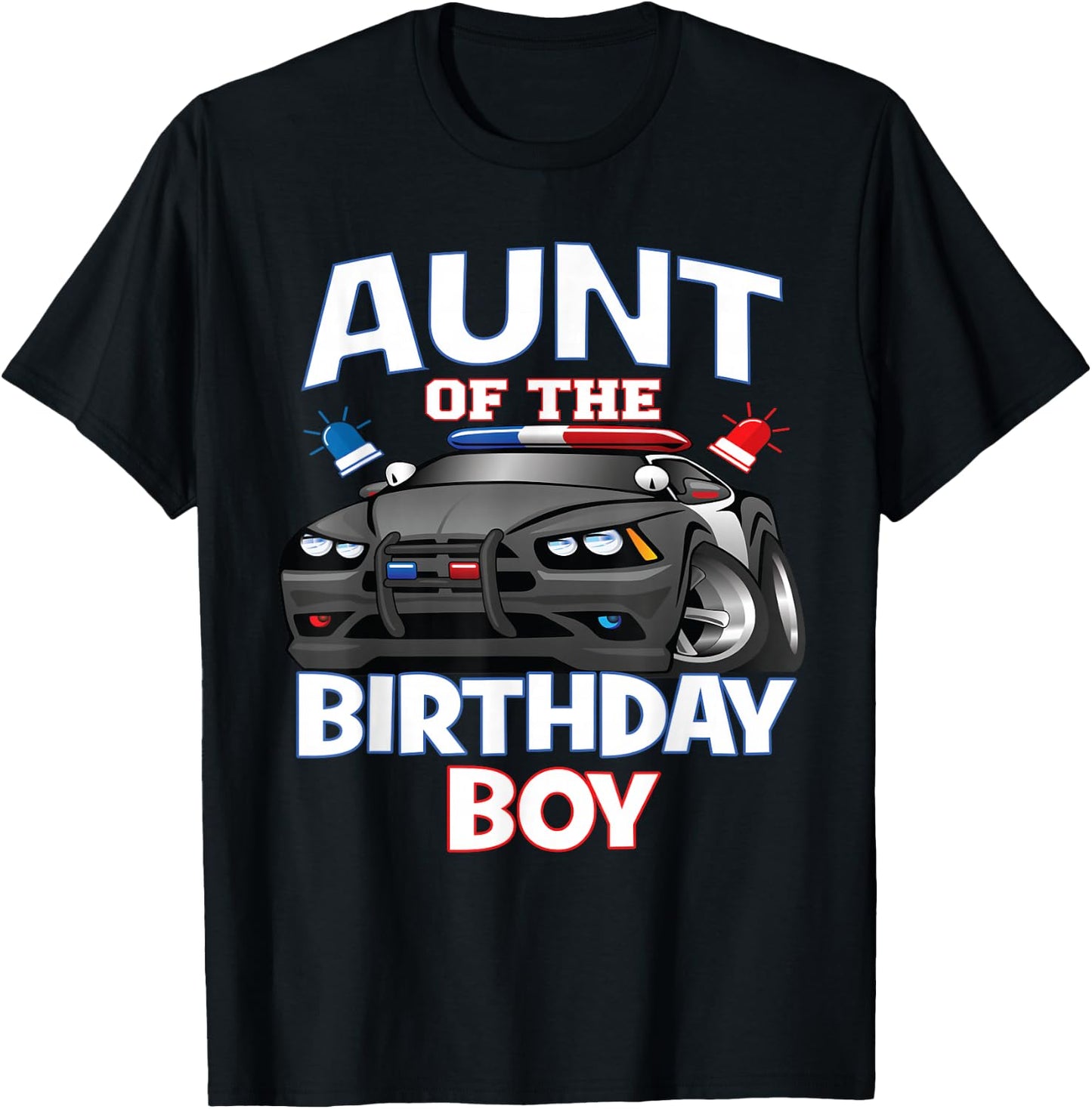 Aunt Of The Birthday Boy Policeman Officer Party T-Shirt - T-Shirt | Black