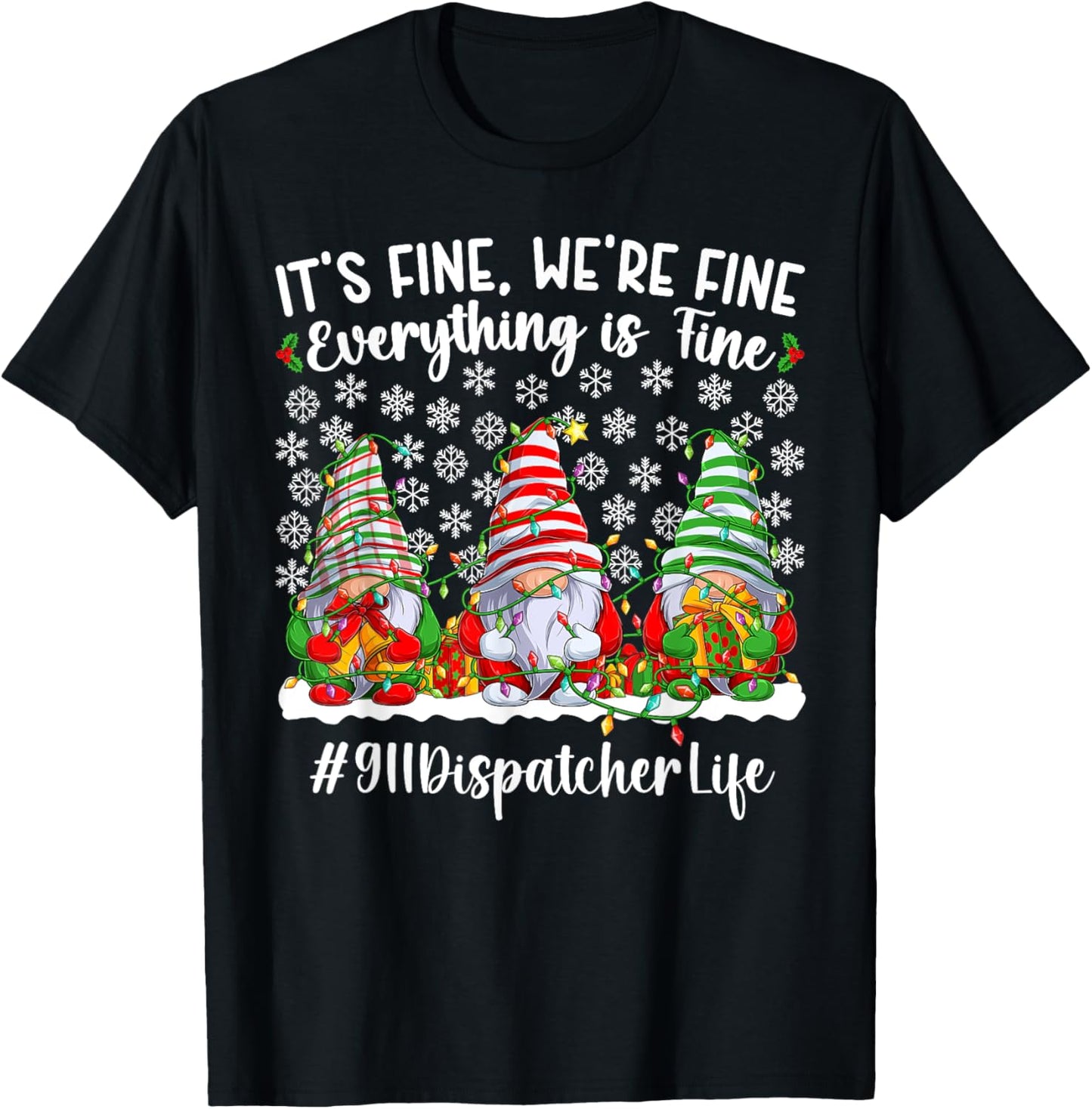 Funny 911 Dispatcher Christmas 911 Operator Xmas Party T-Shirt - T-Shirt | Black