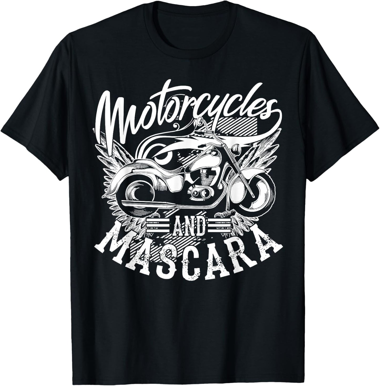 Motorcycles and Mascara | Cute Makeup Motor Lover Gift T-Shirt - T-Shirt | Black