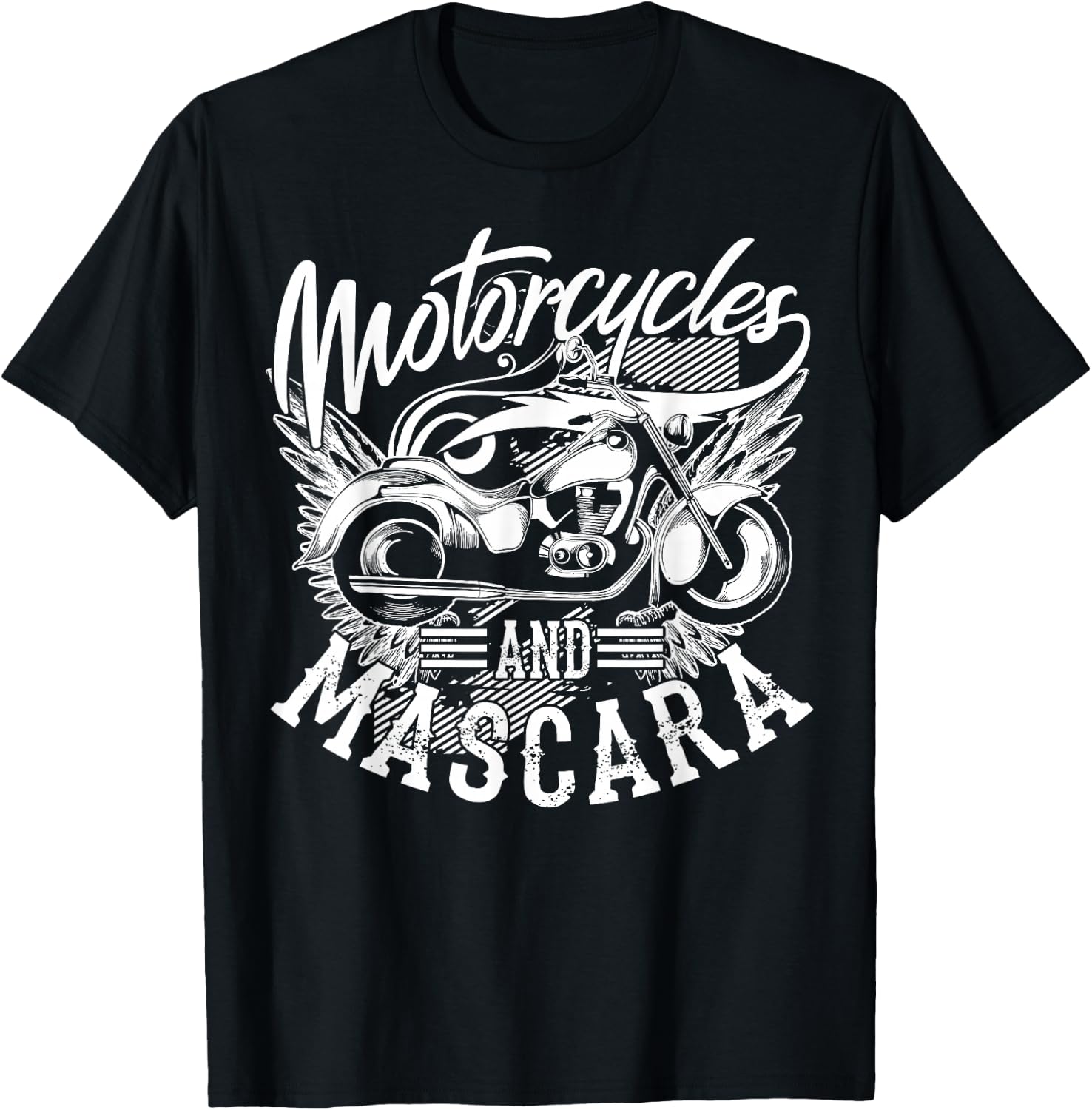 Motorcycles and Mascara | Cute Makeup Motor Lover Gift T-Shirt - T-Shirt | Black