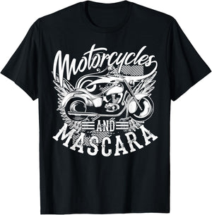 Motorcycles and Mascara | Cute Makeup Motor Lover Gift T-Shirt - T-Shirt | Black