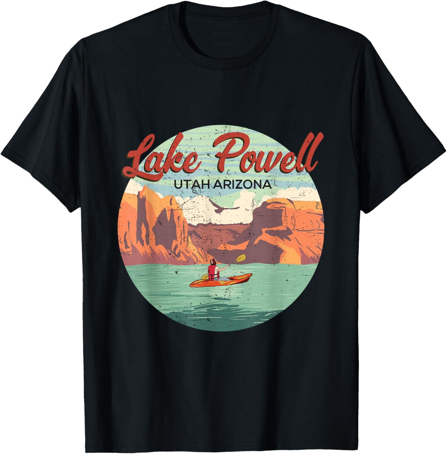 Boating In Lake Powell Utah Arizona Vintage Travel Souvenir T-Shirt - T-Shirt | Black