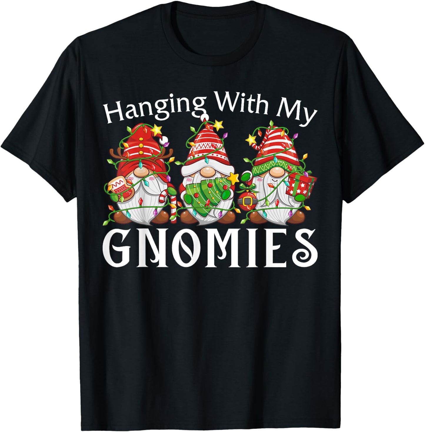 Hanging With My Gnomies Family Christmas Pajamas Men Women T-Shirt - T-Shirt | Black