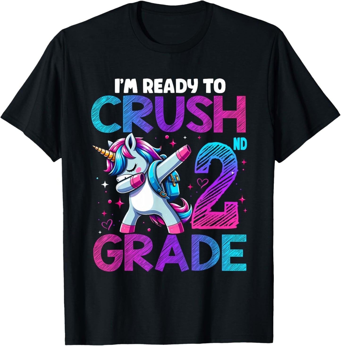 Crush 2nd grade Unicorn Girls Toddlers Kids Back To School T-Shirt - T-Shirt | Black