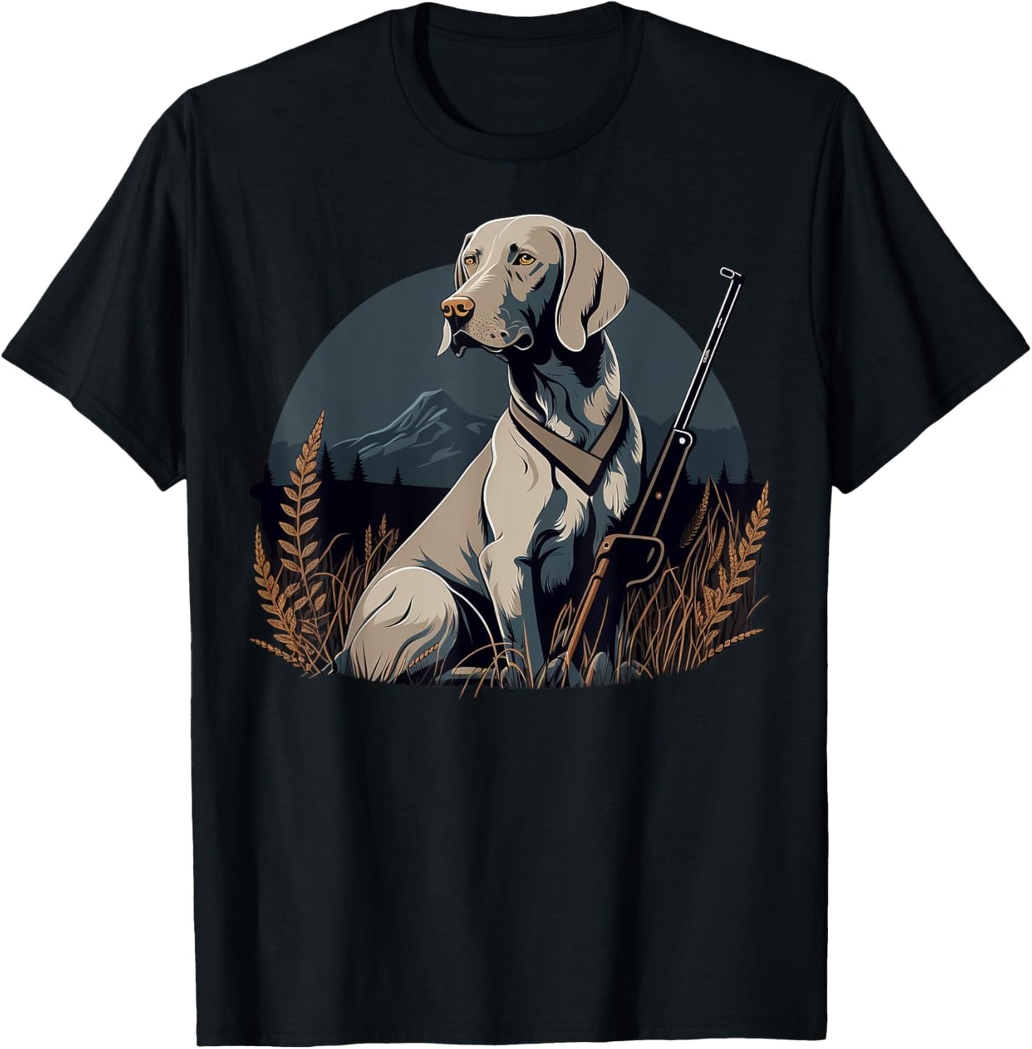 Weimaraner Hunter on Weimaraner Game Hunting T-Shirt - T-Shirt | Black